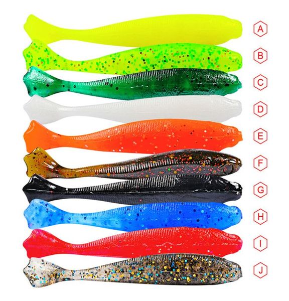 10pcsbag Soft Worm Fishing Lures 10 cores isca macia 95cm6g 7cm2g Wobbler Jigging Silicone Bass Tackle Tackle5271399