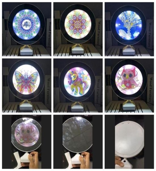 DIY Luminous Mirror LED Light Diamond Painting Animal Butterfly Owl Mandala Stil Spezial geformtes Diamantmalerei Make -up Make -up Spiegel 207669740