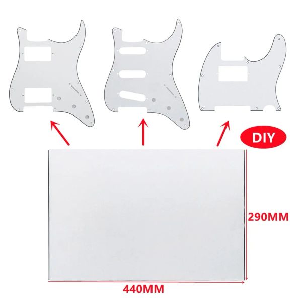 Guitar Blank Sheat Guard Sheet Guita Electric Guitar Materiale 44 x 29 cm 3 Ply con film protettivo Blank Pickguard Guitar parte