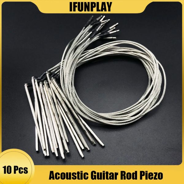 Cabos 10pcs 6 corda Guitarra acústica Rod Rod Piezo Guitarra Eq sob a sela Pickup Piezo Transduces Piezo