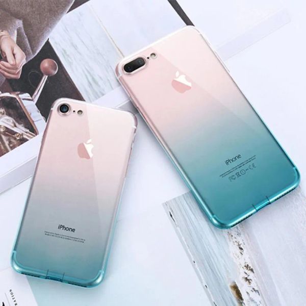 Gradientenfarbe Ultra Thin Clear Phone Hülle für iPhone XS max XR X 7 8 6S 6 plus Soft TPU Cases Fundas Zz