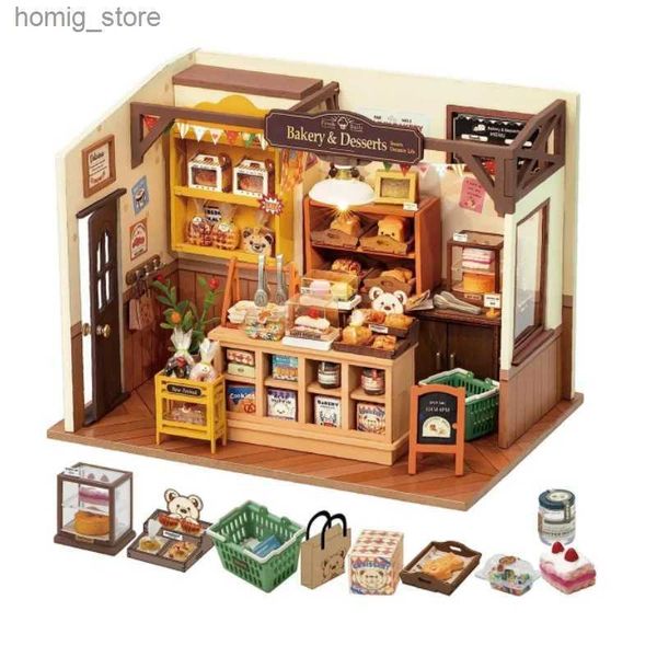 3D -Rätsel robotime Rolife DIY Dollhouse Beckas Backhaus Miniatur Fantasy Magic Doll Haus Holz Kit Spielzeug 3d Holzrätsel für Kinder Y240415