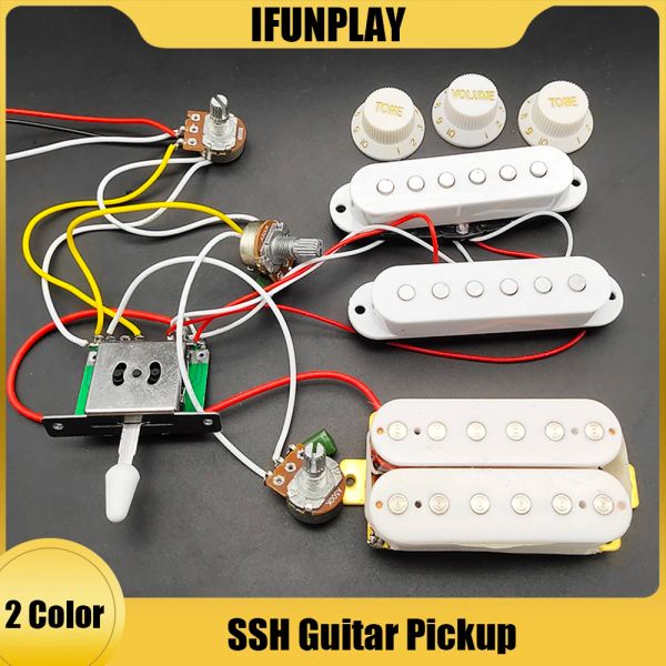 Pickup per chitarra per chitarra per cablaggio di cablaggio precarato 5t1v Pickup SSS SSS per ST Electric Guitar Blackwhite