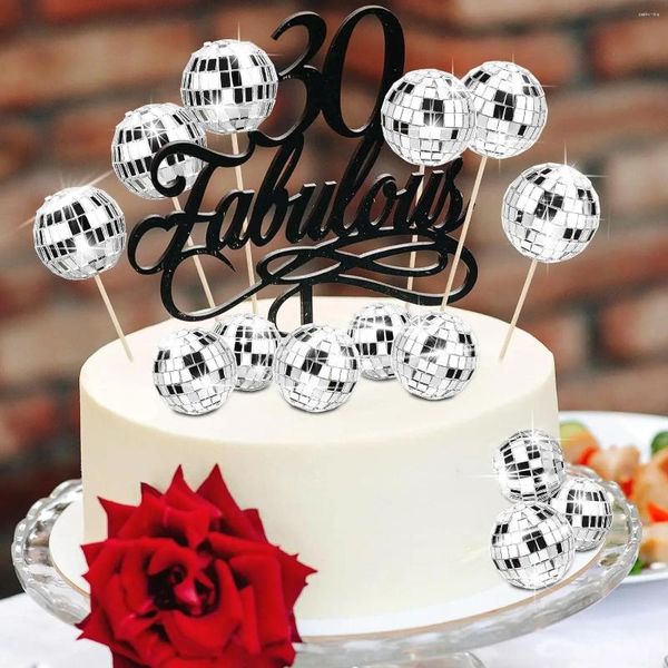 Forniture per feste Disco Ball Cupcake Cake Toppers 24pcs Decorazioni a tema degli anni '70 per il compleanno Ultimo Bachelorette Suppies