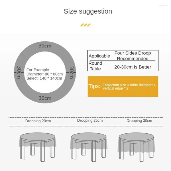 Tabela de mesa à prova d'água de PVC PVC Redonda de mesa redonda descartável e à prova de petróleo Coloque de mesa Sólida Fácil de transportar 100 cm de diâmetro