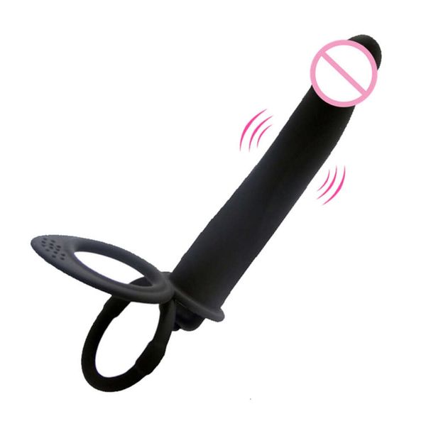 Double Cockring Anal Vibrator Butt Plug Double Penatration Realist Dildos Strap On Dongs Product Sexy Sexy Toy para homens