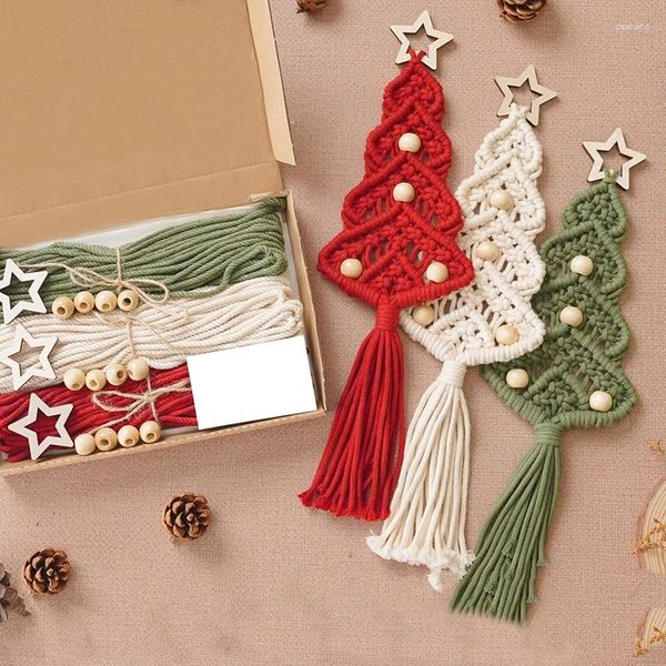 Wandteppiche DIY MACRame Christmas Tree Kit handgefertigtes Baumwollseil -String Boho Weihnachten Thread Material Package Geschenk