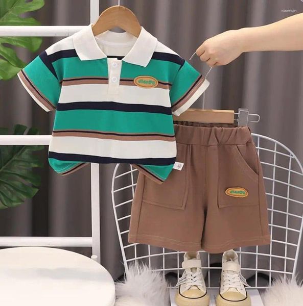 Kleidung Sets Baby Sommerkleidung 1-5 Jahre Jungen gestreiftes Turnhalterhemden Tees Shorts Kinder zweiteilige Designer Kinder Outfits