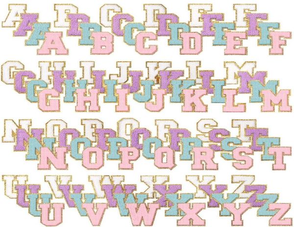 Nozioni 104pcs ferro su lettere per lettere di abbigliamento patch di varsity alfabet chenille patch riparazioni decorative adesive ricamato 9275411