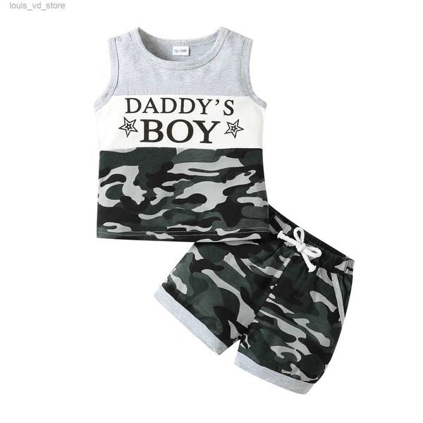 Conjuntos de roupas Summer Instagram Hit é para meninos na Europa e os Estados Unidos de 1 a 4 anos de idade, com camuflagem monograma de 1 a 4 anos de idade
