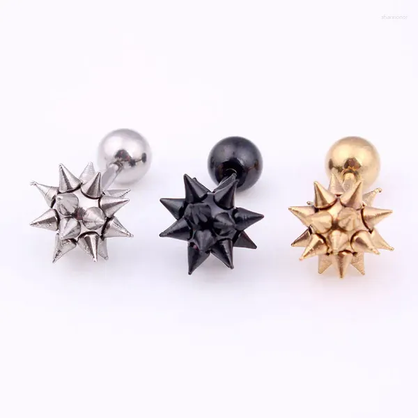 Hölzer Ohrringe Mode kühle Männer kleine Farbe Gold Schwarz Edelstahl Punk Spikes Nails Ball Brincos Schmuck Schmuck