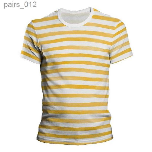 Camisetas masculinas simples camiseta listrada em preto e branco Moda de verão masculino Camiseta feminina esportes casuais de mangas curtas T-shirt YQ240415