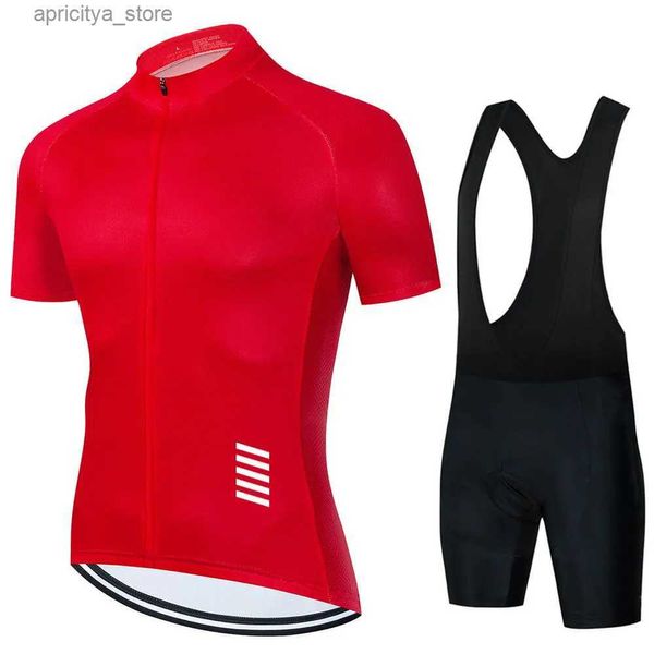 Maglia ciclistica imposta nuova maglia estiva da 2023 uomini set corto seve ropa ciclismo hombre abbigliamento ciclistico abbigliamento a bavaglone bavaglone shorts shorts bike uniform maillot l48