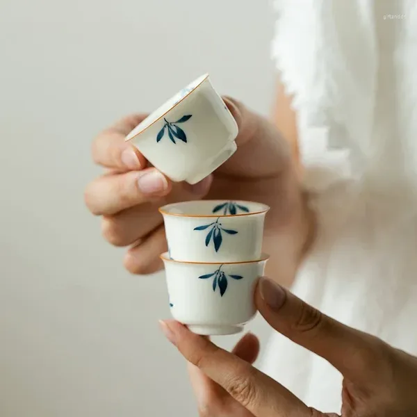 Чайные чашки 2pc/set pure ручной роспись бабочки орхидеи чайная чашка личная чашка мастер китайская китайская аксессуара