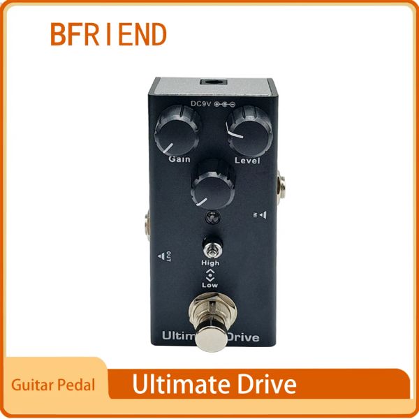 Cabos guitarra elétrica ultimate drive ganho/nível/tom de tom alto/baixo efeito de frequência pedal mini tipo único dc 9v true desvio