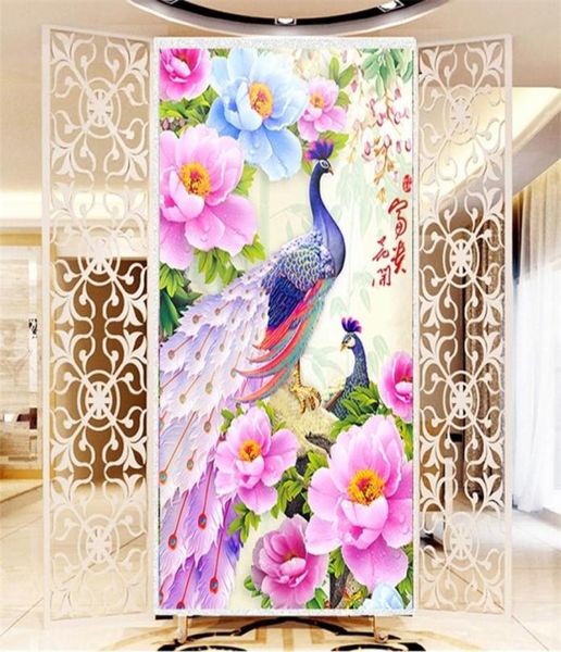 Qianzehuidiy Diamond Remoideryround Diamond Blossoming Rich Peacock Full Exmoid Diamond Painting Cross Stitchneedlework 2017875650