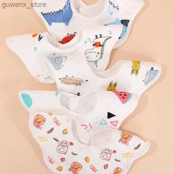 Bibs Burp panos 5pcs Baby Bandana Bibs Pétala PETA PRETA PRIMEIRA DE CULTOON PRIMEIRA UNISSISEX Saliva Toalha Saliva Comfort Bib Super Soft Washable Towels Y240415Y2404175VEW