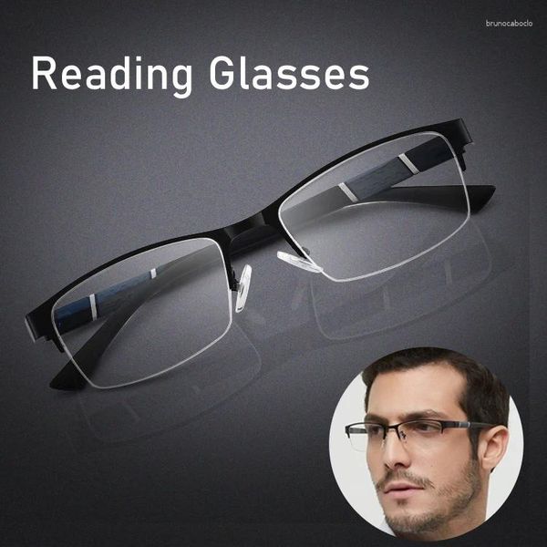 Güneş gözlüğü okuma gözlükleri erkekler kadınlar yüksek kaliteli iş yarım kare uzak gözlük bitmiş reçeteli presbbiyopik gözlükler diopter