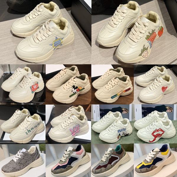 Scarpe per bambini sneakers per bambini che corrono allenatori bambini giovani sneaker ragazzi ragazze designer di lusso bocche per bambini starwberry duck beige ebano star stampato 26-35