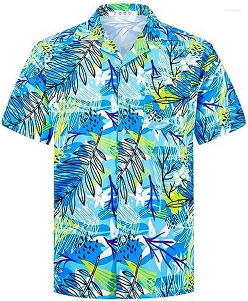 Camisas casuais masculinas verão Hawaiian Floral Salva curta de manga curta impressão de camisa aconchegante de moda de moda One Button Tops