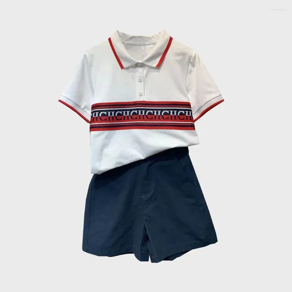 Roupas Conjuntos de roupas Design Avançado Verão Criança Criança Criança Bordada Camisa curta Camisa de meninos de meninos de 2 peças de 2 peças