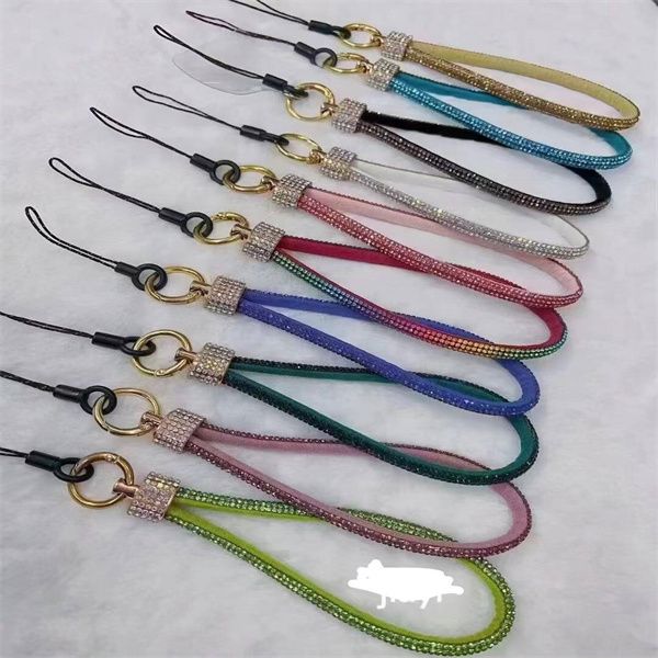 Mobiltelefon Bling Lanyard Frauen Luxus Full Diamond Anhänger Anti-verlorene Schlinge kurzer Handgelenk Kette Telefon Schmuckzubehör Starp Starp