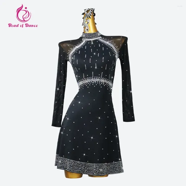 Stage Wear 2024 Black Latin Dance Dress Women Women Elegant Ballroom Dance abbiglia