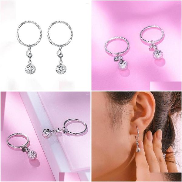 Hoop Huggie-Ohrringe echte PT950 Platinum Frauen geschnitzte Ballstreifen 2,2-2,6 g Drop Lieferung Schmuck Dhjlx