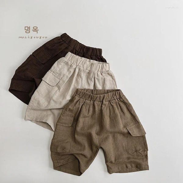 Pantaloni di pantaloni per bambini in cotone e lino alla moda di cotone e biancheria da lavoro corean corean corean coreantine 