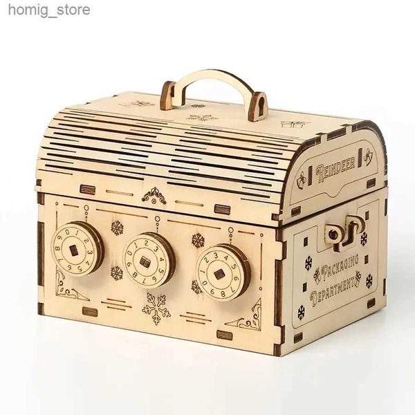 3D -Rätsel 3d Holz Puzzle DIY Treasure Box Model Building Kits Kits Brain Teaser -Projekte für Erwachsene Weihnachtsgeschenke Y240415