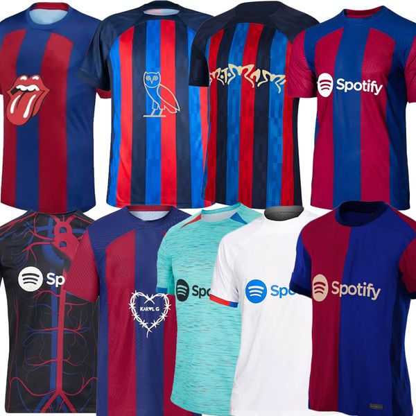 Pedri2023 24 Barca Rolling Stone Camisas de futebol especiais Rosalia Motomami Jersey 24 25 25º aniversário de Barcelona