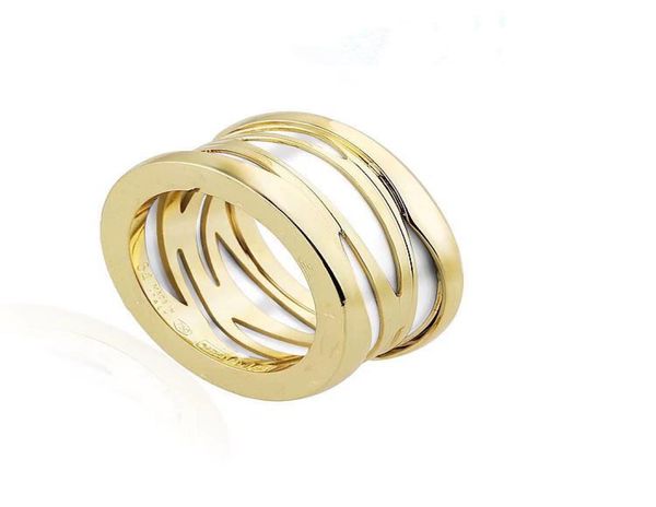 2019 Anéis de noivado de diamante real anéis de casamento de ouro branco anel de aço inoxidável em aço inoxidável Spiral Hollow Rings5270892
