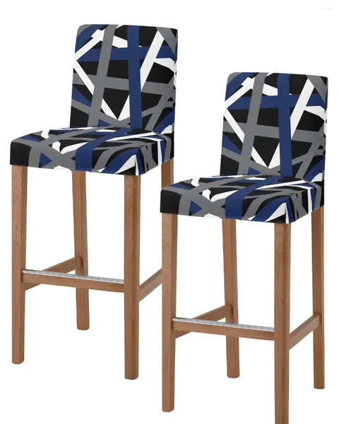 Tampa a cadeira azul cinza linhas geométricas barato bate cafe cenas capa removível de assento para cozinha de pub