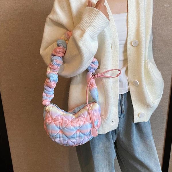 Umhängetaschen gesteppte Tragbeutel Leichte Winterwärme mit Baumwoll gepolsterte Frauen Unterarm-Dye Fluffy Satchel Handtasche