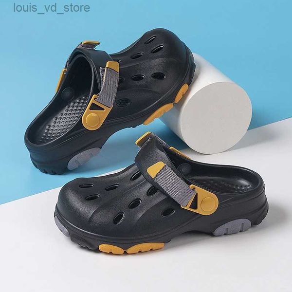 Slipper Luxury Children Slipper Boys Sandals 2024 Novo primavera Sapatos de verão Sneaker Sneaker Beach Boy Flip Flip Flip T240415