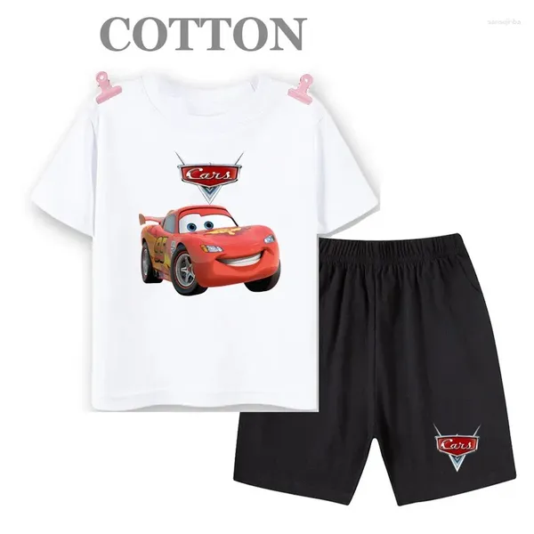 Set di abbigliamento Summer Kids Cotton T-shirt Shorts Auto Cartoon Auto Pantaloni a maniche corte Top Girls Boys