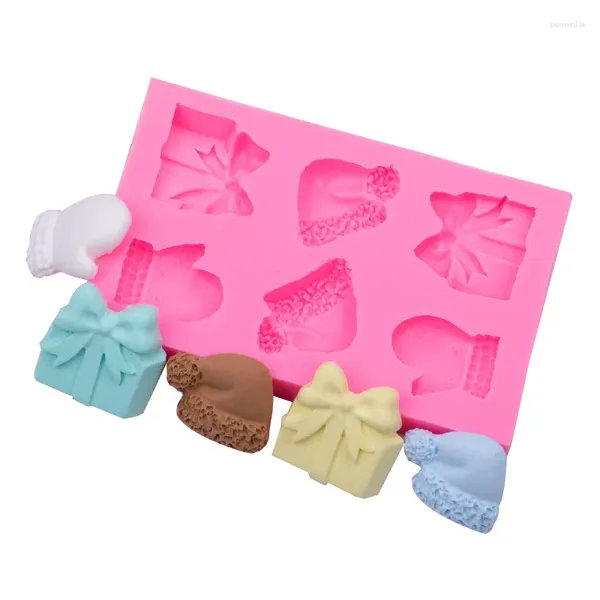 Backformen Weihnachtsgeschenkschachtel Hut Handschuhe Fondant Kuchen Schokolade dekorative Silikonhandgemachte Form Siliziumform 15-111