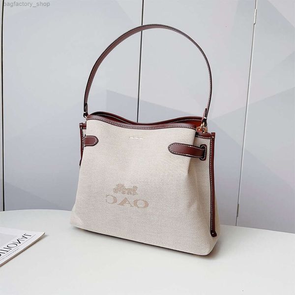 Il designer di borse vende sacchetti di marca da donna calda con sconto al 55% nuovo cotone e tela in pelle Hanna Letter Sand Crush Cinper Borse Borsa