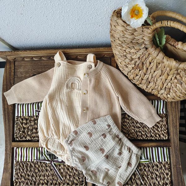 Shorts Baby Boys Mädchen Strickjacke Pullover Herbst koreanische Designs Baumwolle Langarm gestrickt