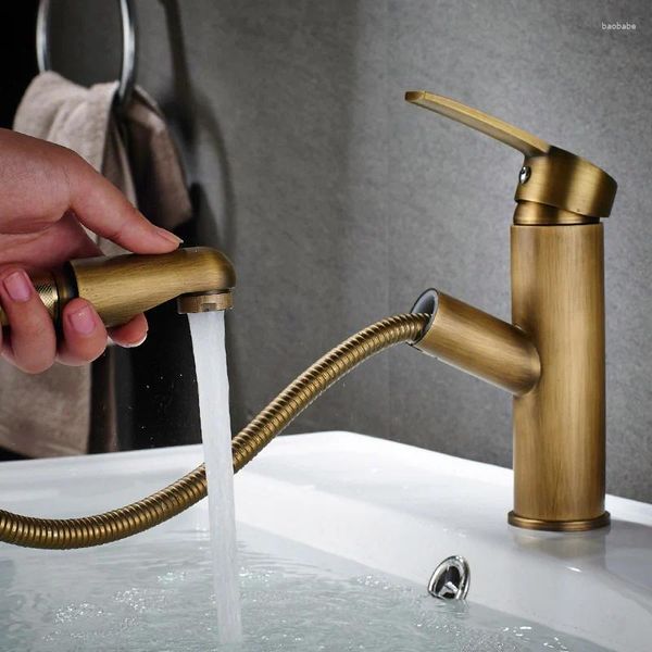 Küchenarmatur Badezimmer gebürstete goldene Quadratbeutel Wasserbecken Griff Wasserhahn Messing Antiquitäten und kaltes Tippvermischungsmixer Taps