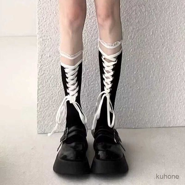 Socken Strumpf japanische neue Design Ballet Socken Frauen Casuall Krawatte Spitzenstrümpfe Lolita süße Mädchen Strape Bowknot Sommer sexy Kalbsocke Dame