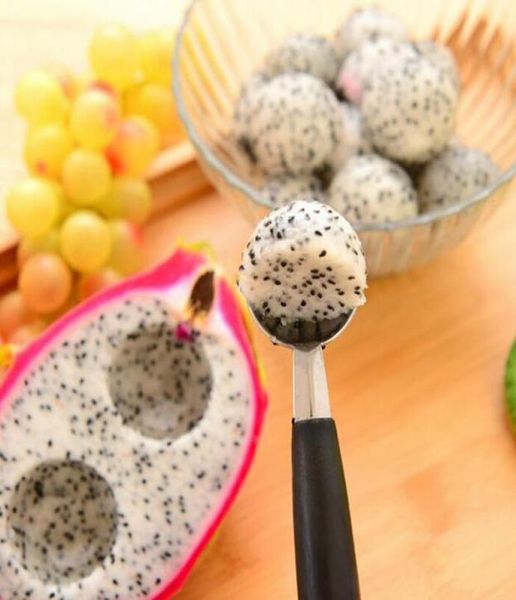 Nuovo Fruits in acciaio inossidabile sfera per pallo a doppia galler melon baller gelato dessert sobet scoops per accessori per cucina utensili da cottura G44490101