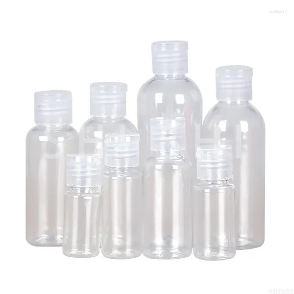 Speicherflaschen 20 Stcs Clear Flip Deckel Kosmetische Proben Behälter Reisen Flüssigkeit Shampoo nachfüllbare Fläschchen Kunststoff PET 5 ml 50 ml 60 ml 100 ml