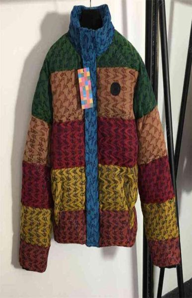 Moda Winter Women Down Casel Casaco Rainbow Print High -End Cotton Jackets CCIGGU BRANDO DE LOGO DE SLIMAM