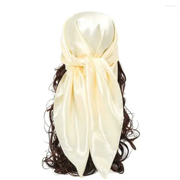 Schals 90 cm Satin Seidenschal Luxus Weiche große Größe Square Neck Kerchief Koreanische Stil Purer Farbschalle Damen/Mädchen