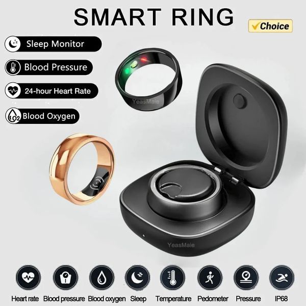 Smart Ring Health Monitor per gli uomini Donne Pressione del sangue Frequenza cardiaca Sleep IP68 impermeabile per iOS Android 240415