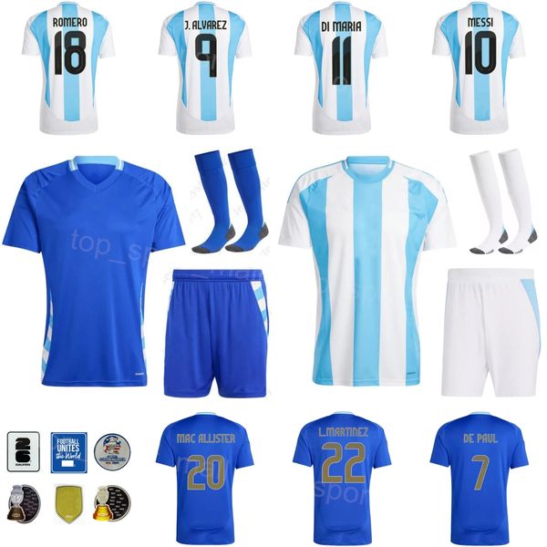 24-25 calcio Argentina 16 Giovani Lo Celso Jersey Copa America 11 Angel Di Maria Cristian Romero Lautaro Martinez Alexis Mac Allister Football Shirt National Team