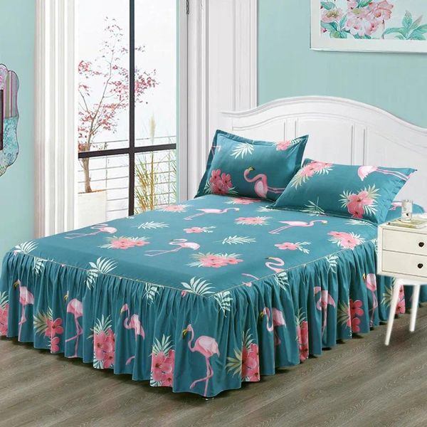 Set di biancheria da letto aderente fustinat di gonna da letto cuscino a tre pezzi coperto da 1,5 m1,8 m