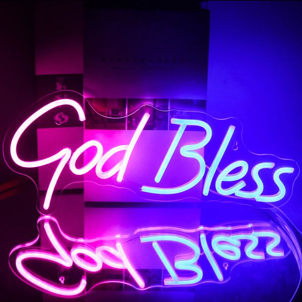 Sign neon Led a forma di croce USB con interruttore Wall art Hanging Lamping for Holiday Wedding Party Club Club Room Decor 0415