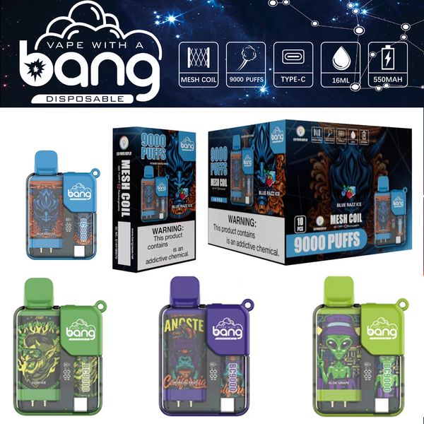 Vape With Disposable Bang 9000 Puffs Bangbox Bangking Vape Stift Mesh Coil Wählen Sie 12 Geschmacksrichtungen 0% 2% 3% 5% Smart Screen E-Zigaretten